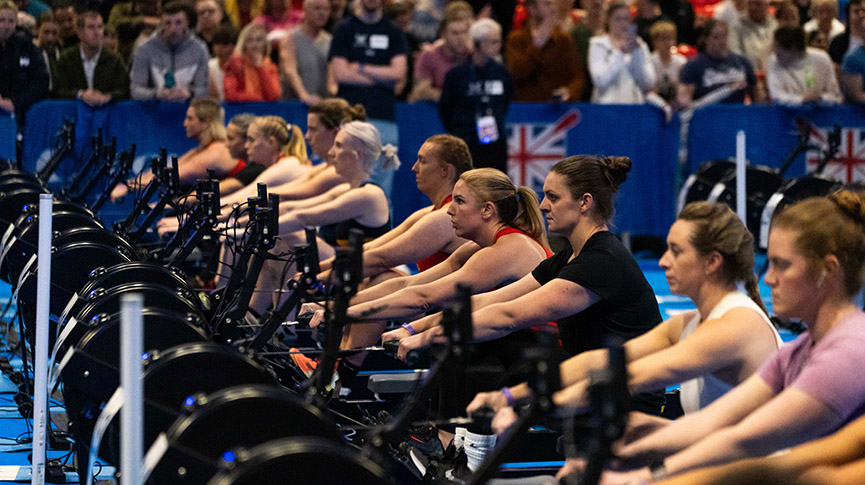A women's race at the British Rowing Indoor Championships